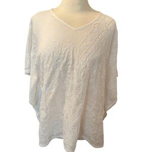 White cotton J jill poncho, size M/L, partially sewn under the arms.